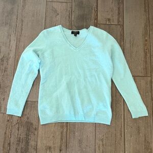 Charter Club Cashmere Light Aqua V-Neck Women's Sweater